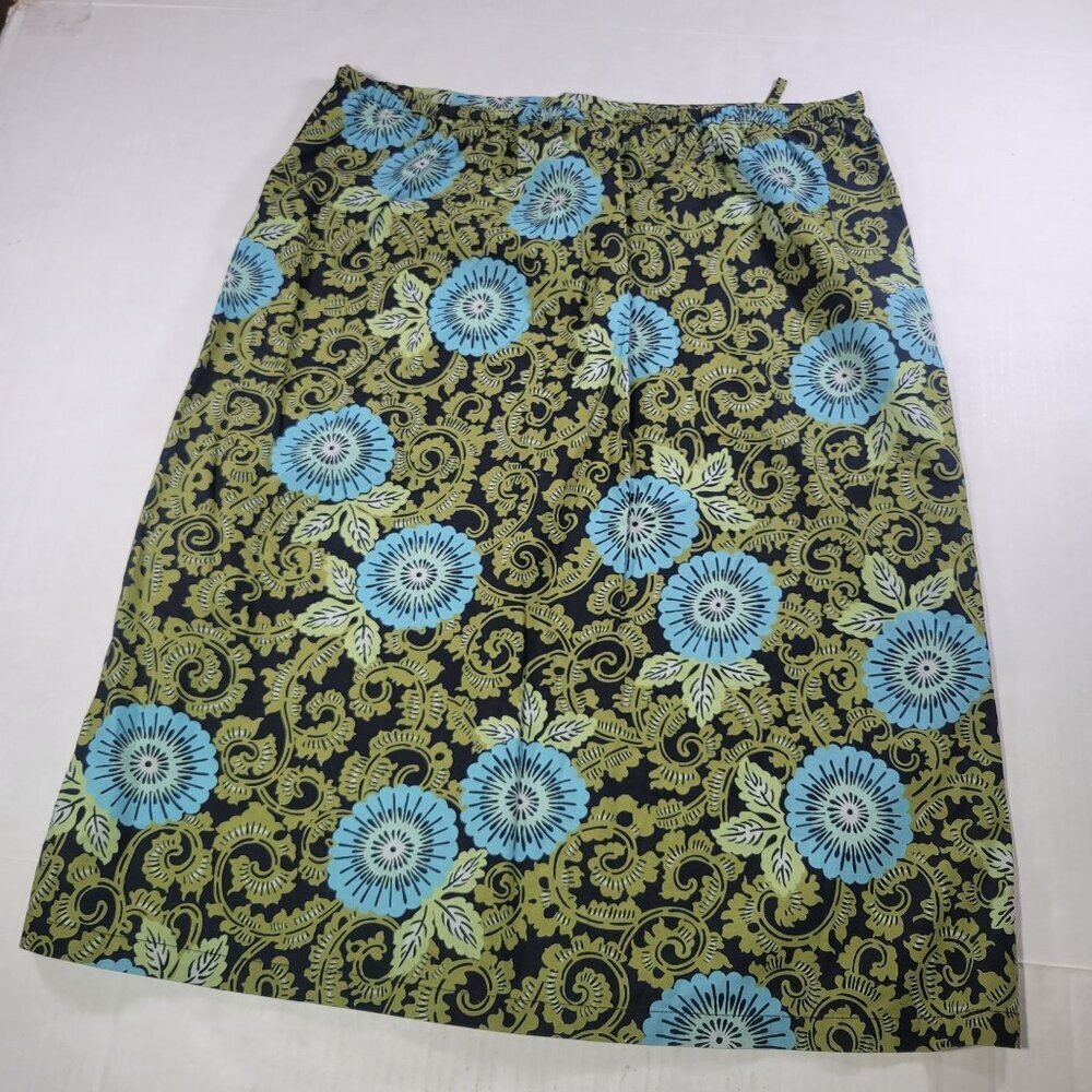 The Limited Black/Green/Blue Cotton Floral A-Line Skirt Size Small - Picture 6 of 6